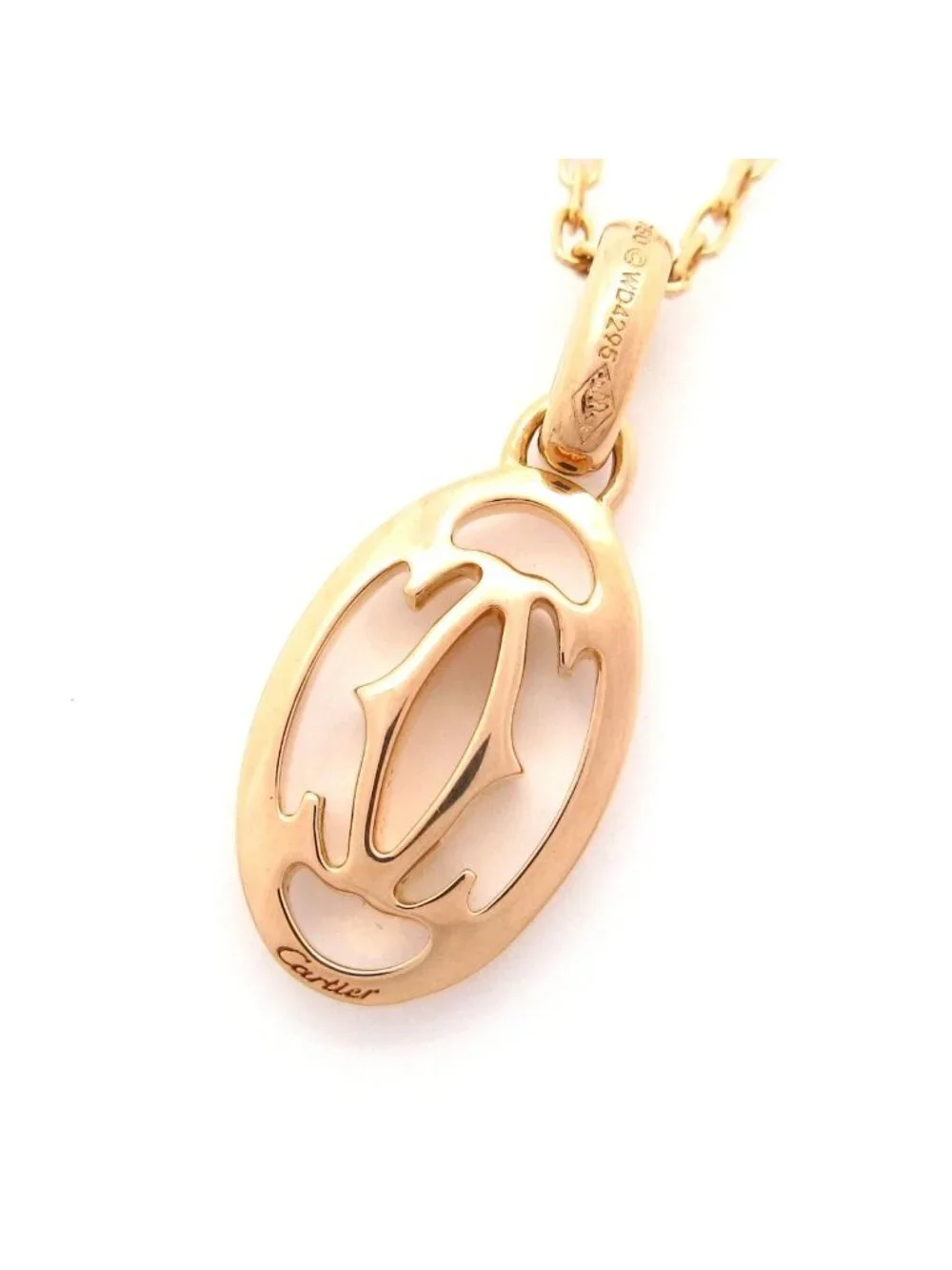 Cartier Necklace Logo Double C 18k Pink Gold Diamond
